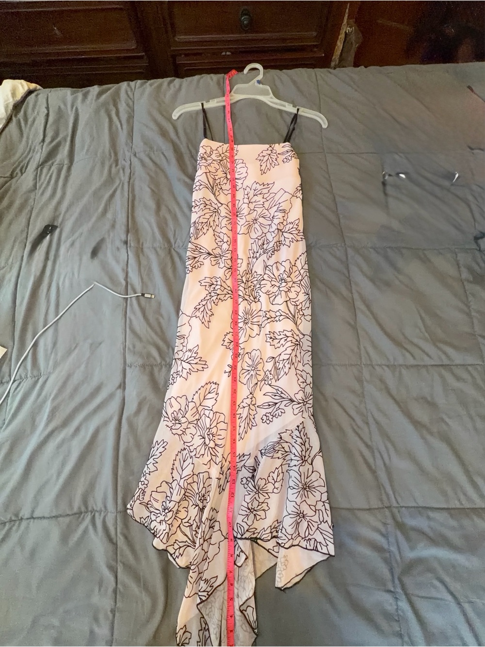 Next Up Pink Floral Midi Dress Handkerchief Hem Adjustable Straps Women’s Small - Picture 4 of 5
